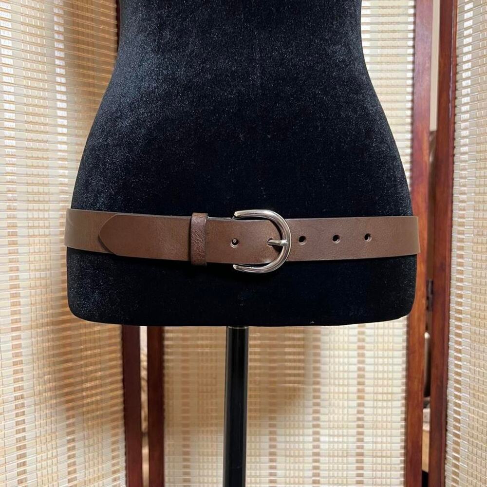 GAP Brown Genuine Cow Leather Belt Silver Buckle S